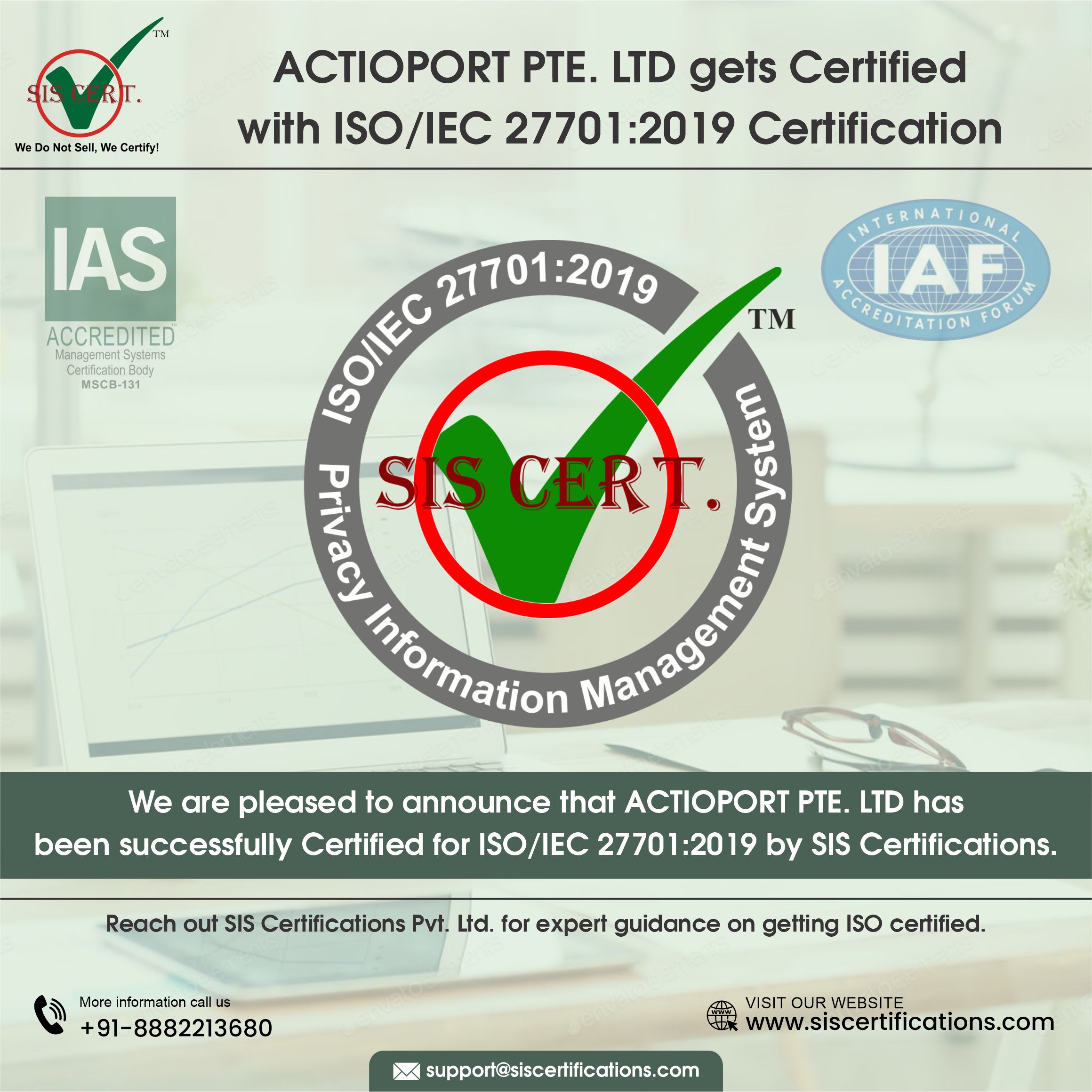 Actioport Pte Ltd Achieved Iso Certification