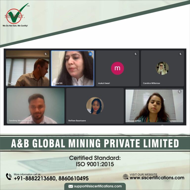 A&B Global Mining Private Limited received ISO 9001:2015 Certificationn