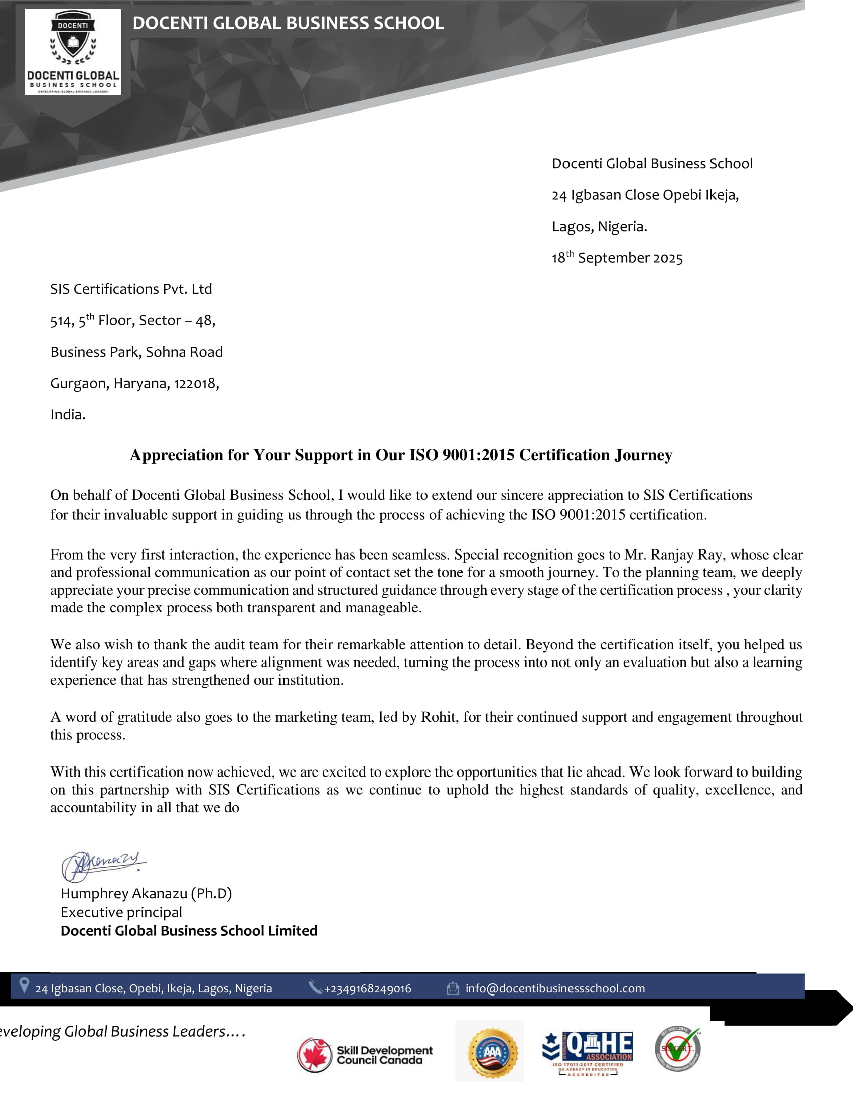 SIS Appreciation Letter-1